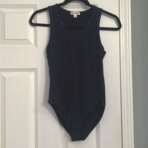 Navy blue Zenana Premium bodysuit with 2 snaps